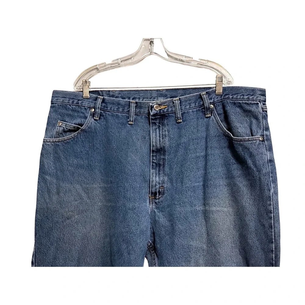 Wrangler Premium Quality Mens Straight Leg Blue Denim Jeans Medium Wash 44x30
